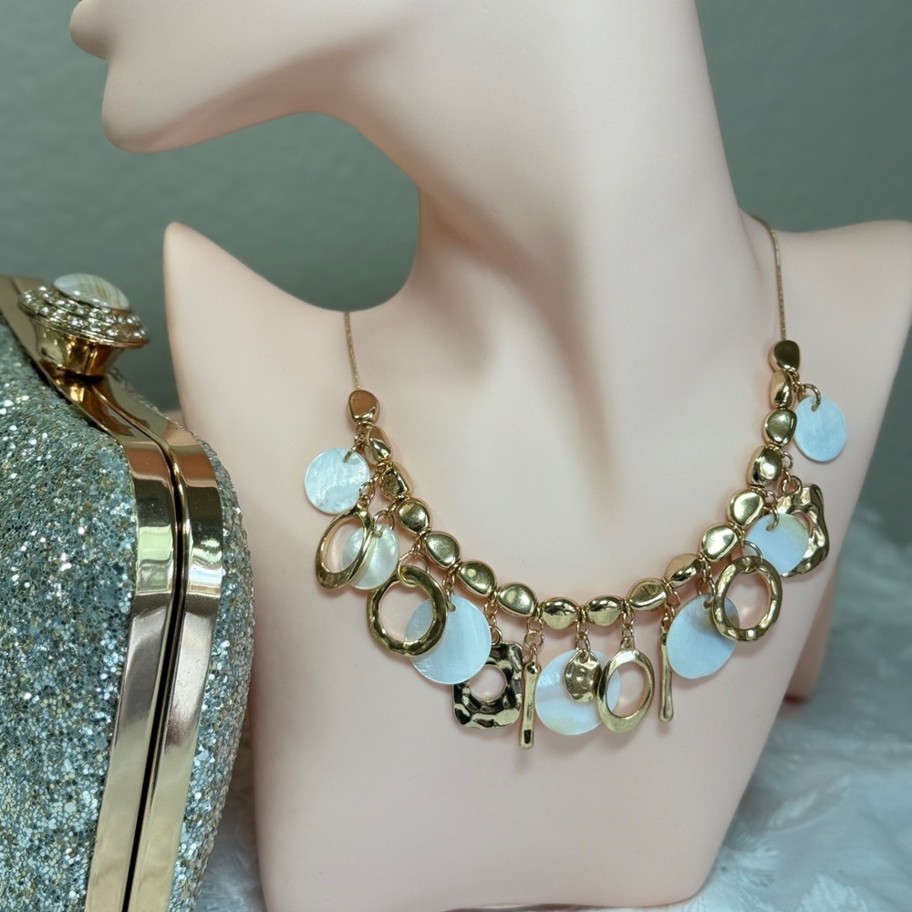 Gold and White Charm Necklace - Picture 5 of 9